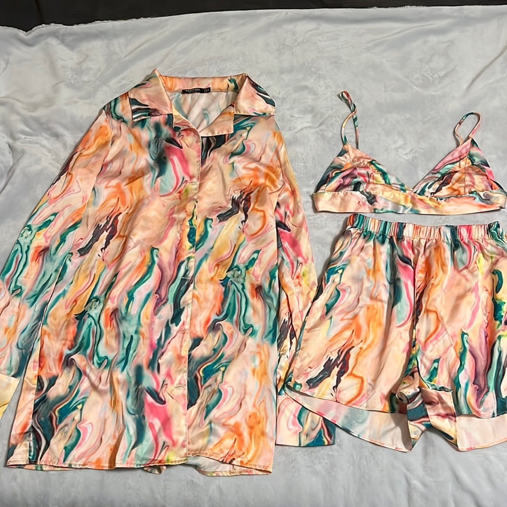 Multi-colored pajama 3 piece set